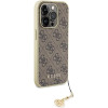 Guess iPhone 15 Pro - 4G Charms Collection Θήκη με Επένδυση Συνθετικού Δέρματος - Brown - GUHCP15LGF4GBR