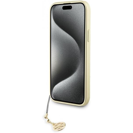 Guess iPhone 15 Plus - 4G Charms Collection Θήκη με Επένδυση Συνθετικού Δέρματος - Brown - GUHCP15MGF4GBR
