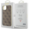 Guess iPhone 15 Plus - 4G Charms Collection Θήκη με Επένδυση Συνθετικού Δέρματος - Brown - GUHCP15MGF4GBR