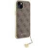 Guess iPhone 15 Plus - 4G Charms Collection Θήκη με Επένδυση Συνθετικού Δέρματος - Brown - GUHCP15MGF4GBR