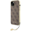 Guess iPhone 15 Plus - 4G Charms Collection Θήκη με Επένδυση Συνθετικού Δέρματος - Brown - GUHCP15MGF4GBR