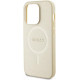 Guess iPhone 15 Pro Saffiano MagSafe Σκληρή Θήκη με Πλαίσιο Σιλικόνης και MagSafe - Gold - GUHMP15LPSAHMCB