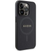 Guess iPhone 15 Pro Saffiano MagSafe Σκληρή Θήκη με Πλαίσιο Σιλικόνης και MagSafe - Black - GUHMP15LPSAHMCK