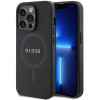 Guess iPhone 15 Pro Saffiano MagSafe Σκληρή Θήκη με Πλαίσιο Σιλικόνης και MagSafe - Black - GUHMP15LPSAHMCK
