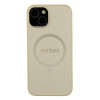 Guess iPhone 15 Saffiano MagSafe Σκληρή Θήκη με Πλαίσιο Σιλικόνης και MagSafe - Gold - GUHMP15SPSAHMCB