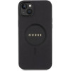 Guess iPhone 15 Saffiano MagSafe Σκληρή Θήκη με Πλαίσιο Σιλικόνης και MagSafe - Black - GUHMP15SPSAHMCK
