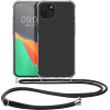 KW iPhone 15 Plus Θήκη Σιλικόνης TPU με Λουράκι - Διάφανη / Black - 62034.01