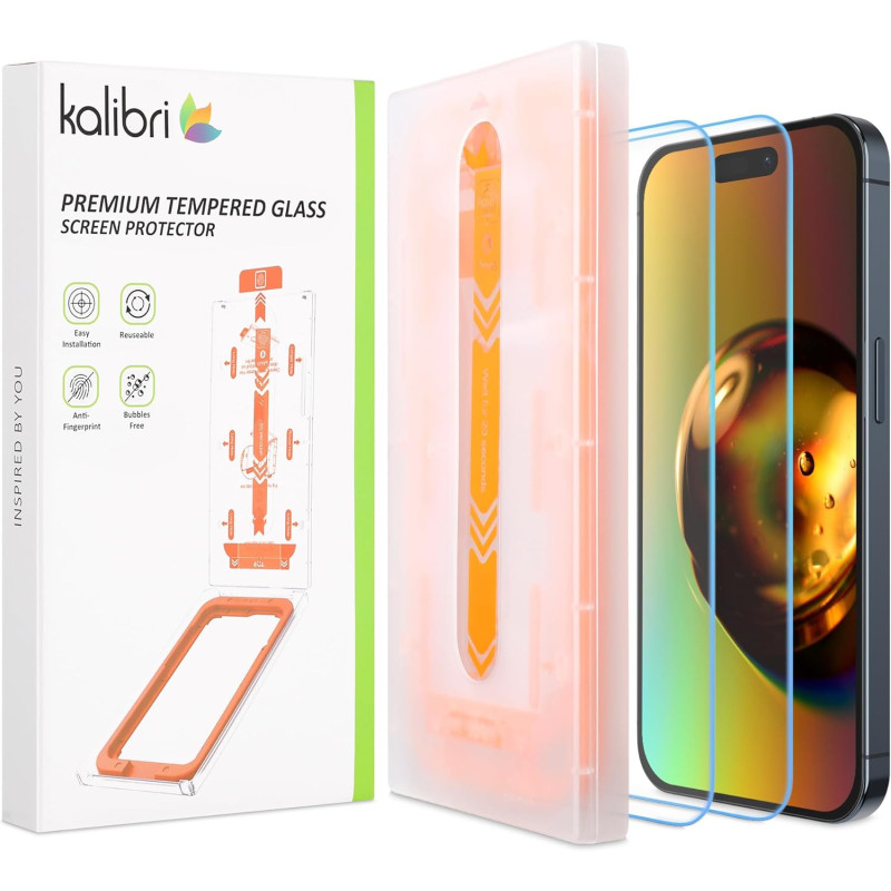 Kalibri iPhone 15 Pro - Full Screen Αντιχαρακτικό Γυαλί Οθόνης - 2 Τεμάχια - Διάφανα - 61969.1