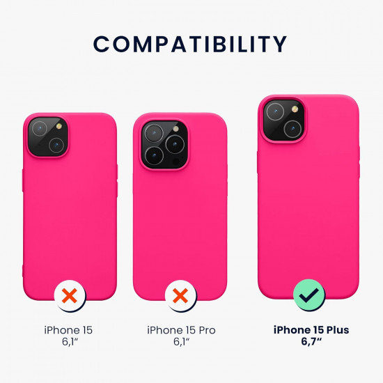 KW iPhone 15 Plus Θήκη Σιλικόνης Rubberized TPU - Neon Pink - 61954.77