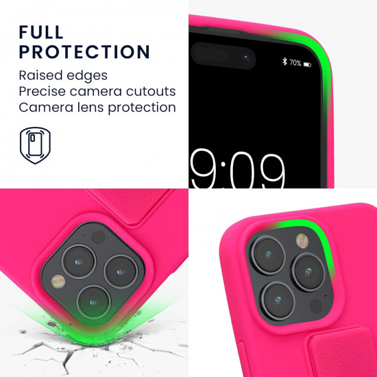 KW iPhone 15 Pro Max Θήκη Σιλικόνης TPU με Finger Holder - Neon Pink - 62016.77