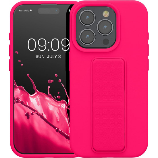 KW iPhone 15 Pro Θήκη Σιλικόνης TPU με Finger Holder - Neon Pink - 62015.77