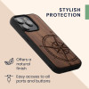 KW iPhone 15 Pro Θήκη από Φυσικό Ξύλο - Design Vintage Compass - Dark Brown - 62013.01