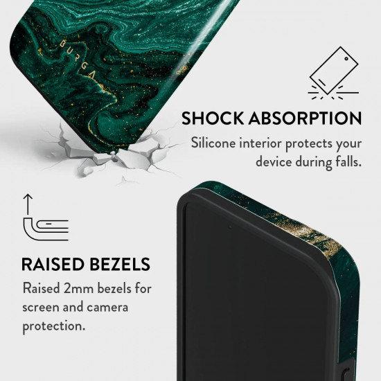 Burga iPhone 15 Plus Fashion Tough MagSafe Σκληρή Θήκη με MagSafe - Emerald Pool