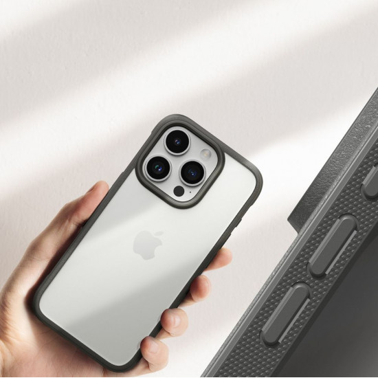 Ringke iPhone 15 Pro Fusion Bold Σκληρή Θήκη με Πλαίσιο Σιλικόνης - Grey / Διάφανη
