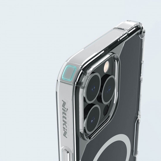 Nillkin iPhone 15 Pro Nature Pro Magnetic - Σκληρή Θήκη με Πλαίσιο Σιλικόνης και MagSafe - Διάφανη / White