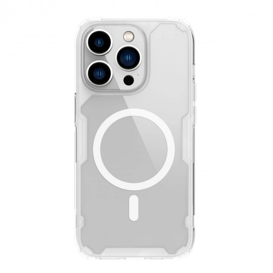 Nillkin iPhone 15 Pro Nature Pro Magnetic - Σκληρή Θήκη με Πλαίσιο Σιλικόνης και MagSafe - Διάφανη / White