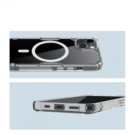 Nillkin iPhone 15 Nature Pro Magnetic - Σκληρή Θήκη με Πλαίσιο Σιλικόνης και MagSafe - Διάφανη / White