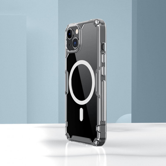 Nillkin iPhone 15 Nature Pro Magnetic - Σκληρή Θήκη με Πλαίσιο Σιλικόνης και MagSafe - Διάφανη / White