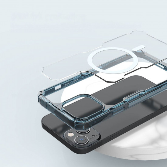 Nillkin iPhone 15 Nature Pro Magnetic - Σκληρή Θήκη με Πλαίσιο Σιλικόνης και MagSafe - Διάφανη / Blue