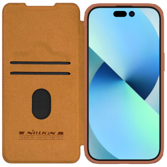 Nillkin iPhone 15 Qin Pro Leather Θήκη Βιβλίο με Κάλυμμα για την Κάμερα - Brown