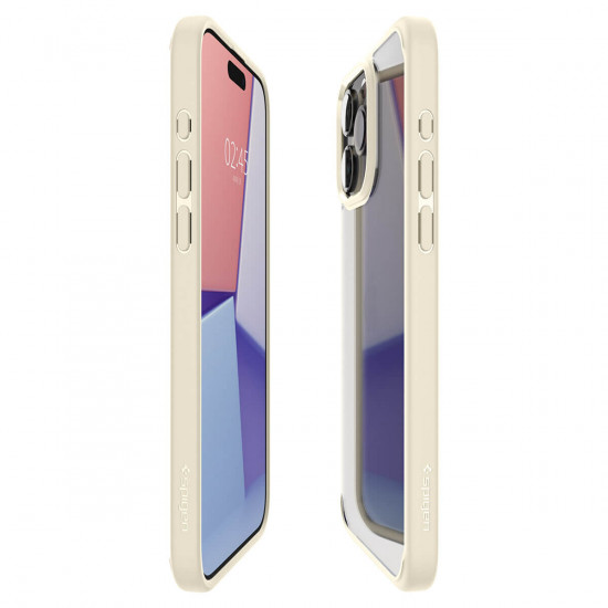 Spigen iPhone 15 Pro Max Crystal Hybrid Σκληρή Θήκη με Πλαίσιο Σιλικόνης - Sand Beige
