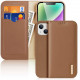 Dux Ducis iPhone 15 Plus Hivo Θήκη Πορτοφόλι Stand από Γνήσιο Δέρμα - Brown