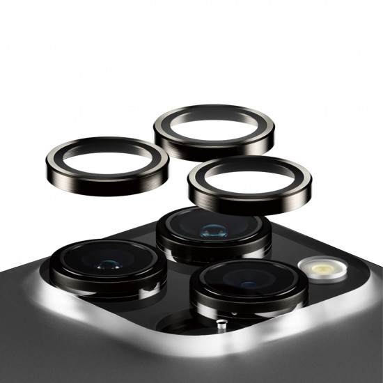 PanzerGlass iPhone 15 Pro / iPhone 15 Pro Max Hoops Camera Lens Protector Αντιχαρακτικό Γυαλί για την Κάμερα - Black