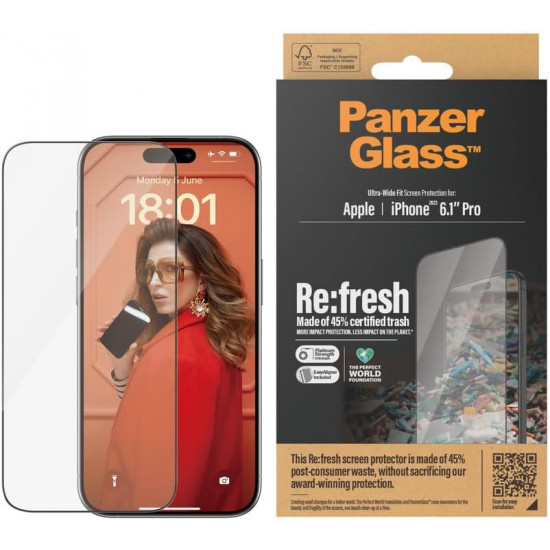 PanzerGlass iPhone 15 Pro Refresh Ultra-Wide Fit Easy Aligner Full Screen Αντιχαρακτικό Γυαλί Οθόνης - Black