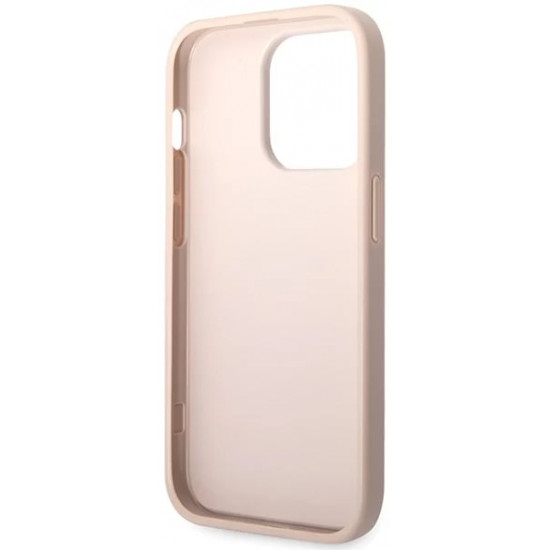 Guess iPhone 15 Pro Max - 4G Big Metal Logo Θήκη με Επένδυση Συνθετικού Δέρματος - Pink - GUHCP15X4GMGPI