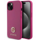 Guess iPhone 15 4G Strass Metal Logo Θήκη με Επένδυση Συνθετικού Δέρματος - Pink - GUHCP15SPS4DGPP