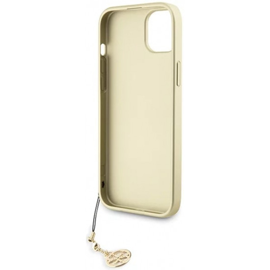 Guess iPhone 15 Plus - 4G Charms Collection Θήκη με Επένδυση Συνθετικού Δέρματος - Grey - GUHCP15MGF4GGR