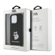 Karl Lagerfeld iPhone 15 Pro Crossbody Silicone Choupette Σκληρή Θήκη με Πλαίσιο Σιλικόνης και Λουράκι - Black - KLHCP15LSCBSCNK