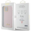 Guess iPhone 15 Silicone Script Metal Logo and Frame Σκληρή Θήκη με Πλαίσιο Σιλικόνης - Pink - GUHCP15SSMBSLP