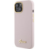 Guess iPhone 15 Silicone Script Metal Logo and Frame Σκληρή Θήκη με Πλαίσιο Σιλικόνης - Pink - GUHCP15SSMBSLP