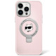 Karl Lagerfeld iPhone 15 Pro Max Ring Stand Choupette Head MagSafe Σκληρή Θήκη με Πλαίσιο Σιλικόνης και MagSafe - Pink - KLHMP15XHMRSCHP