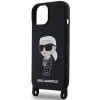 Karl Lagerfeld iPhone 15 Crossbody Silicone Ikonik Σκληρή Θήκη με Πλαίσιο Σιλικόνης και Λουράκι - Black - KLHCP15SSCBSKNK
