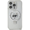 Karl Lagerfeld iPhone 15 Pro Max Ring Stand Choupette Head MagSafe Σκληρή Θήκη με Πλαίσιο Σιλικόνης και MagSafe - Διάφανη / Silver - KLHMP15XHMRSCHH