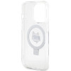 Karl Lagerfeld iPhone 15 Pro Max Ring Stand Choupette Head MagSafe Σκληρή Θήκη με Πλαίσιο Σιλικόνης και MagSafe - Διάφανη / Silver - KLHMP15XHMRSCHH