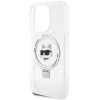 Karl Lagerfeld iPhone 15 Pro Max Ring Stand Choupette Head MagSafe Σκληρή Θήκη με Πλαίσιο Σιλικόνης και MagSafe - Διάφανη / Silver - KLHMP15XHMRSCHH