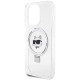 Karl Lagerfeld iPhone 15 Pro Max Ring Stand Choupette Head MagSafe Σκληρή Θήκη με Πλαίσιο Σιλικόνης και MagSafe - White - KLHMP15XHMRSCHH