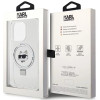 Karl Lagerfeld iPhone 15 Pro Max Ring Stand Choupette Head MagSafe Σκληρή Θήκη με Πλαίσιο Σιλικόνης και MagSafe - Διάφανη / Silver - KLHMP15XHMRSCHH
