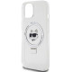 Karl Lagerfeld iPhone 15 Ring Stand Choupette Head MagSafe Σκληρή Θήκη με Πλαίσιο Σιλικόνης και MagSafe - White - KLHMP15SHMRSCHH