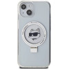 Karl Lagerfeld iPhone 15 Ring Stand Choupette Head MagSafe Σκληρή Θήκη με Πλαίσιο Σιλικόνης και MagSafe - Διάφανη / Silver - KLHMP15SHMRSCHH