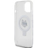 Karl Lagerfeld iPhone 15 Ring Stand Choupette Head MagSafe Σκληρή Θήκη με Πλαίσιο Σιλικόνης και MagSafe - Διάφανη / Silver - KLHMP15SHMRSCHH