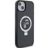 Karl Lagerfeld iPhone 15 Plus Ring Stand Karl and Choupette MagSafe Σκληρή Θήκη με Πλαίσιο Σιλικόνης και MagSafe - Διάφανη / Black - KLHMP15MHMRSKCK