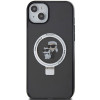 Karl Lagerfeld iPhone 15 Plus Ring Stand Karl and Choupette MagSafe Σκληρή Θήκη με Πλαίσιο Σιλικόνης και MagSafe - Διάφανη / Black - KLHMP15MHMRSKCK