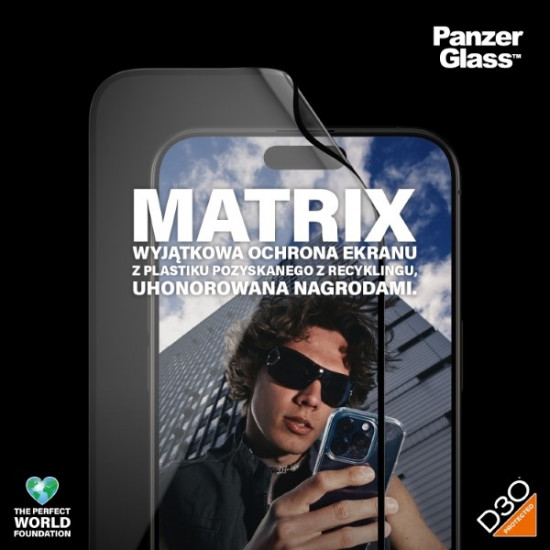 PanzerGlass iPhone 15 Pro Max Matrix D3O Ultra-Wide Fit Easy Aligner 6H Ευλύγιστο Αντιχαρακτικό Γυαλί Οθόνης - Black