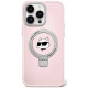 Karl Lagerfeld iPhone 15 Pro Ring Stand Choupette Head MagSafe Σκληρή Θήκη με Πλαίσιο Σιλικόνης και MagSafe - Pink - KLHMP15LHMRSCHP