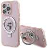 Karl Lagerfeld iPhone 15 Pro Max Ring Stand Karl and Choupette MagSafe Σκληρή Θήκη με Πλαίσιο Σιλικόνης και MagSafe - Διάφανη / Pink - KLHMP15XHMRSKCP