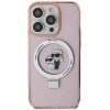 Karl Lagerfeld iPhone 15 Pro Max Ring Stand Karl and Choupette MagSafe Σκληρή Θήκη με Πλαίσιο Σιλικόνης και MagSafe - Διάφανη / Pink - KLHMP15XHMRSKCP